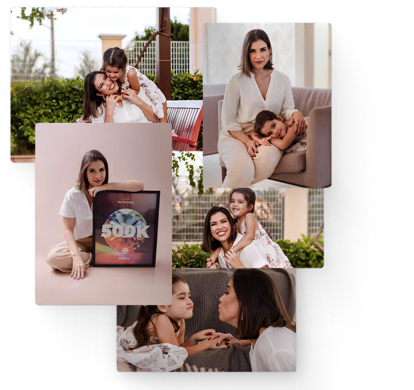 Nathy Corassini com sua filha em diferentes momentos